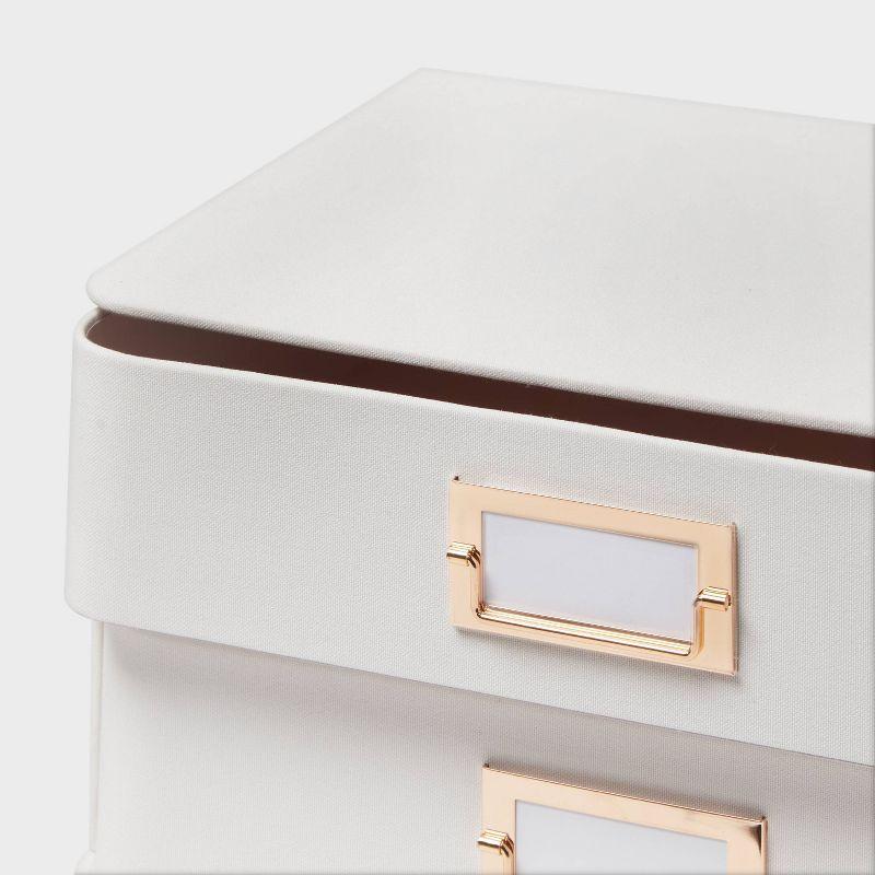 2 Drawer Decorative Fabric Box Ivory - Brightroom™: Rectangle, Off-White, Paper & Polyester, Spot Clean, 6"x10"x13"