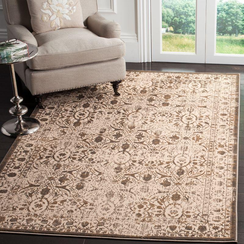 Elegant Cream & Bronze 5' x 7' Synthetic Hand-Knotted Area Rug