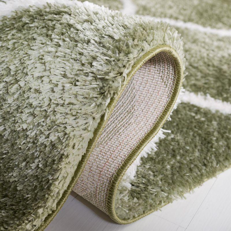 Tahoe Shag THO677 Power Loomed Indoor Runner Rug - Sage/White - 2'x9' - Safavieh