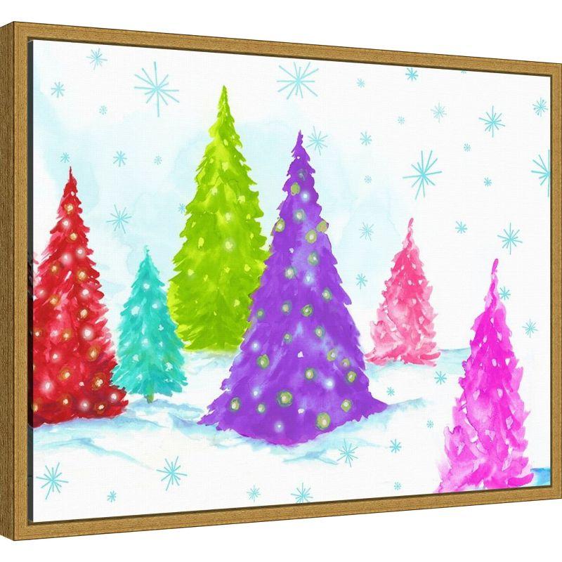 Amanti Art Magic Christmas Trees II by PI Studio Canvas Wall Art Print Framed 24 x 18-in.