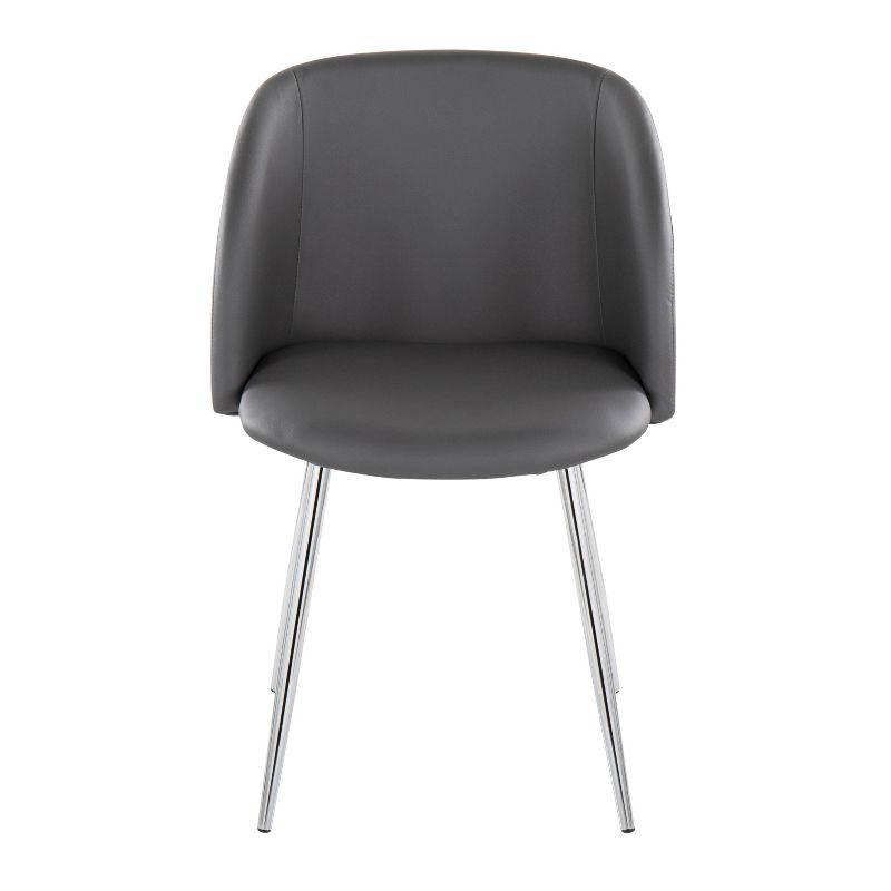 LumiSource Set of 2 Fran Dining Chairs Chrome/Gray: Upholstered, Metal Frame, Contemporary Style