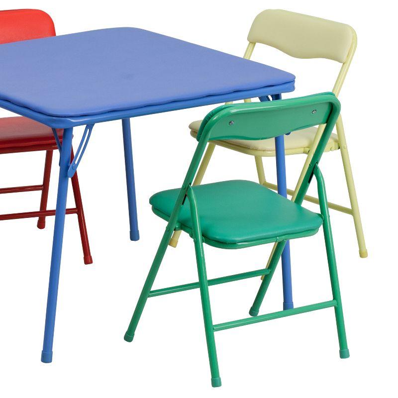 Emma and Oliver Kids 5 Piece Folding Table and Chair Set - Kids Activity Table Set