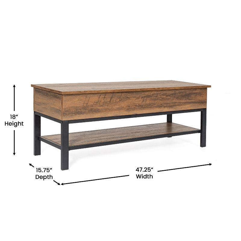 Flash Furniture Wyatt Farmhouse Entryway Storage Bench with Lower Shelf Perfect for Entryway, Mudroom, or Bedroom