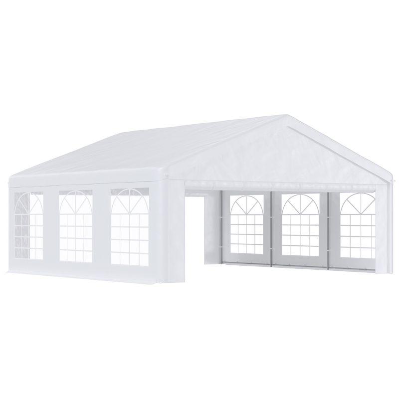 Outsunny 20' x 20' White Steel Frame Outdoor Canopy Tent