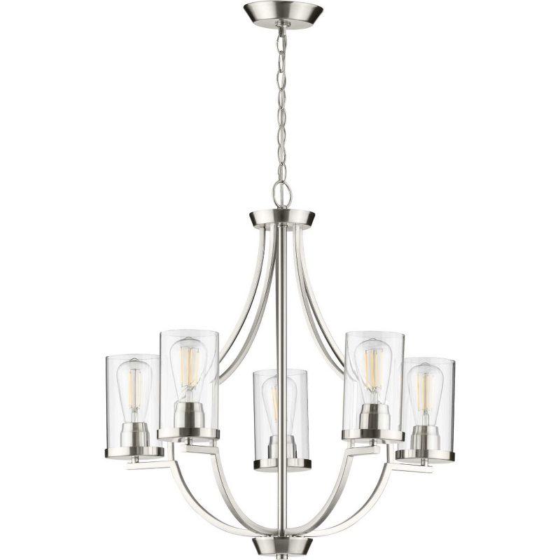 Progress Lighting Lassiter 5-Light Chandelier, Brushed Nickel, Clear Glass Shades