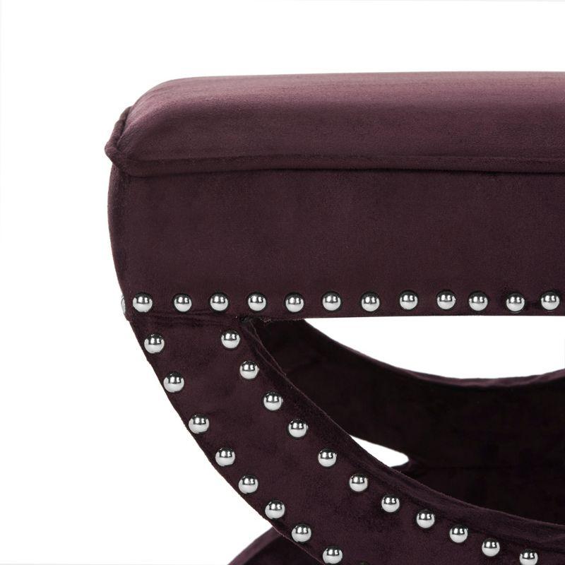 Mystic Ottoman with Silver Nail Heads - Plum - Safavieh