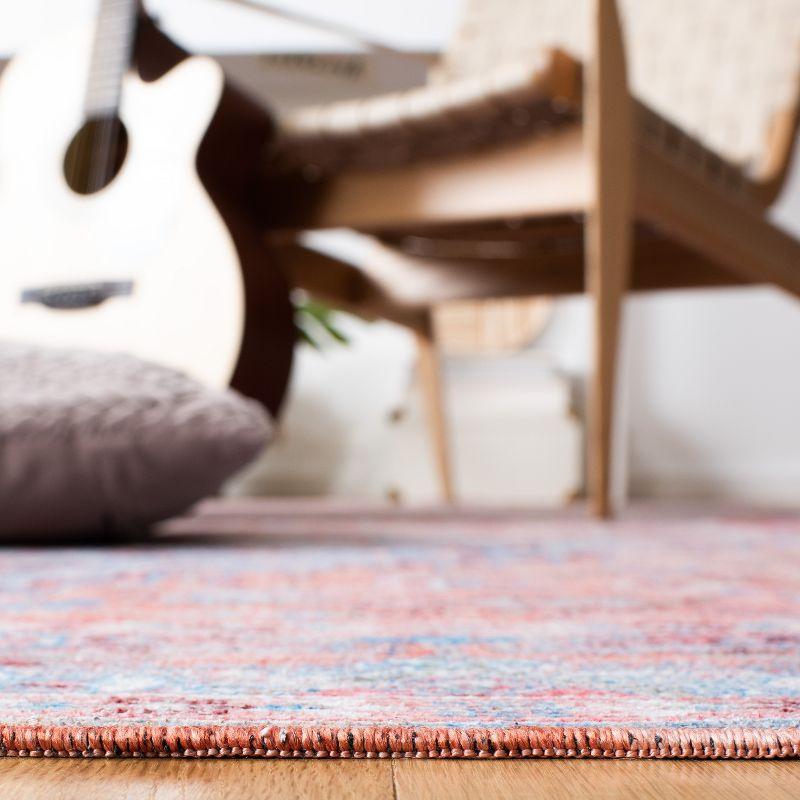 Serapi Rust and Blue Square Hand-Knotted Washable Rug