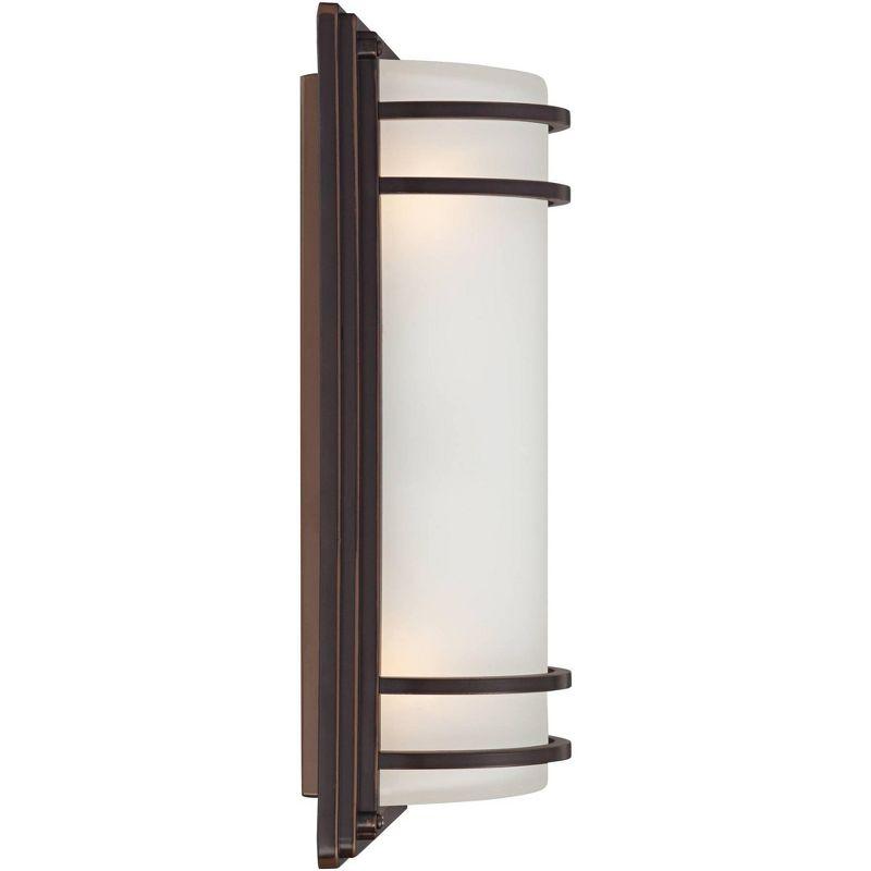 John Timberland Habitat Modern Wall Light Sconce Rubbed Bronze Hardwire 7 1/2" Fixture Opal Etched Glass Shade for Bedroom Bathroom Vanity Reading