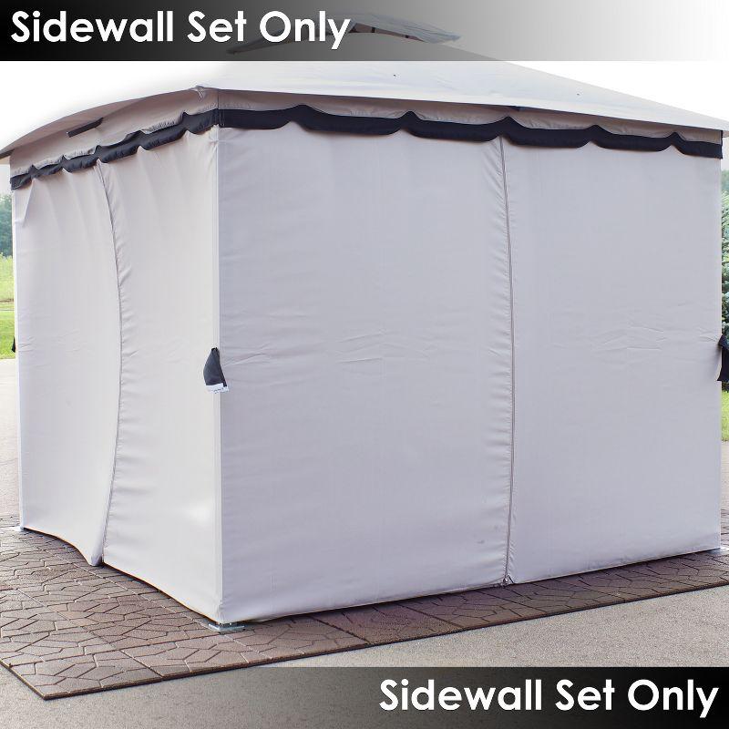 Sunnydaze Gazebo 4-Piece Polyester Sidewall Set for 10' x 13' Soft Top Rectangle Patio Gazebo - 125" W x 77" H