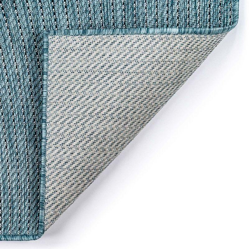 Aqua Stripe Easy-Care Rectangular Indoor/Outdoor Rug 3'9" x 5'7"