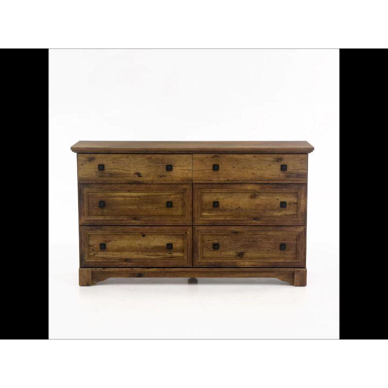 Sauder Palladia Dresser Vintage Oak: 6-Drawer Storage, Laminated Particle Board, Bedroom Organizer