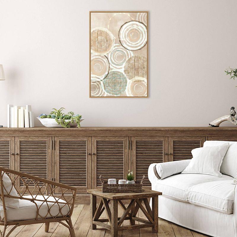 23" x 33" Neutral Woven Baskets II by Flora Kouta Framed Canvas Wall Art Print - Amanti Art: Modern Style, Polystyrene Frame