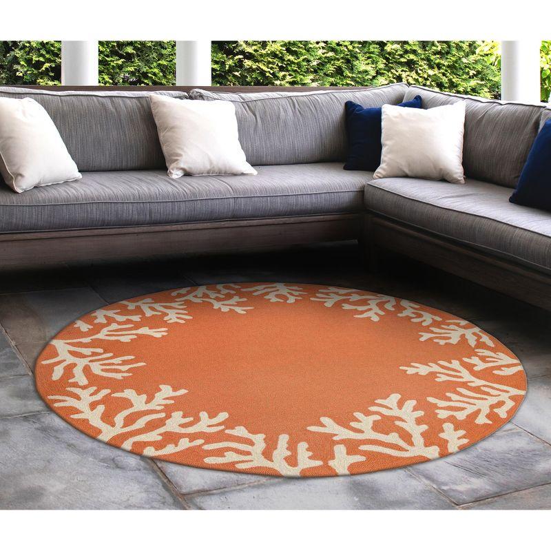 Capri Round Orange and White Synthetic Tufted Rug