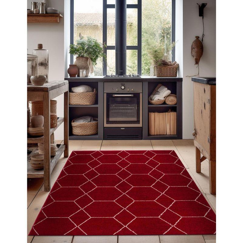 Unique Loom 8' 0 x 10' 0 Trellis Frieze Geometric Red Area Rug