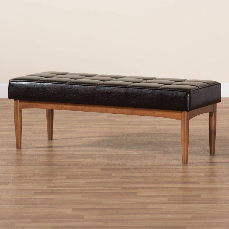 Sanford 47" Walnut Brown Faux Leather Dining Bench