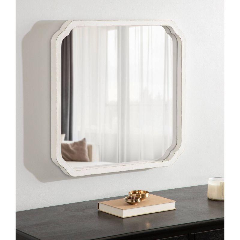 Kate & Laurel All Things Decor 24"x24" Marston Farmhouse Rectangle Wall Mirror White: No Assembly, Wood Frame, Wall Mounted