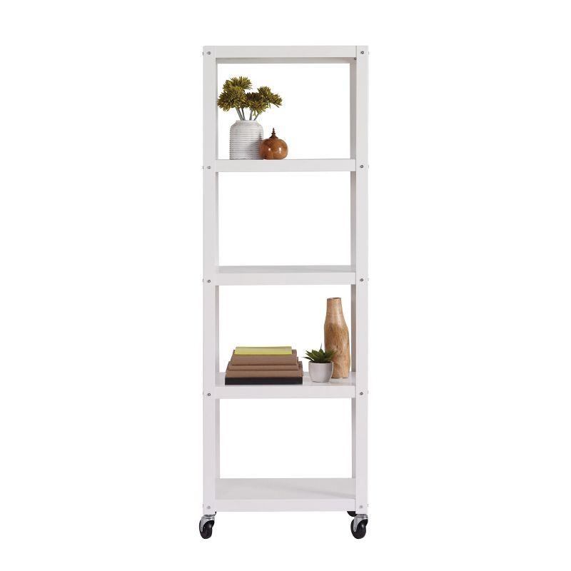 White 72" Industrial Metal 5-Shelf Mobile Bookcase