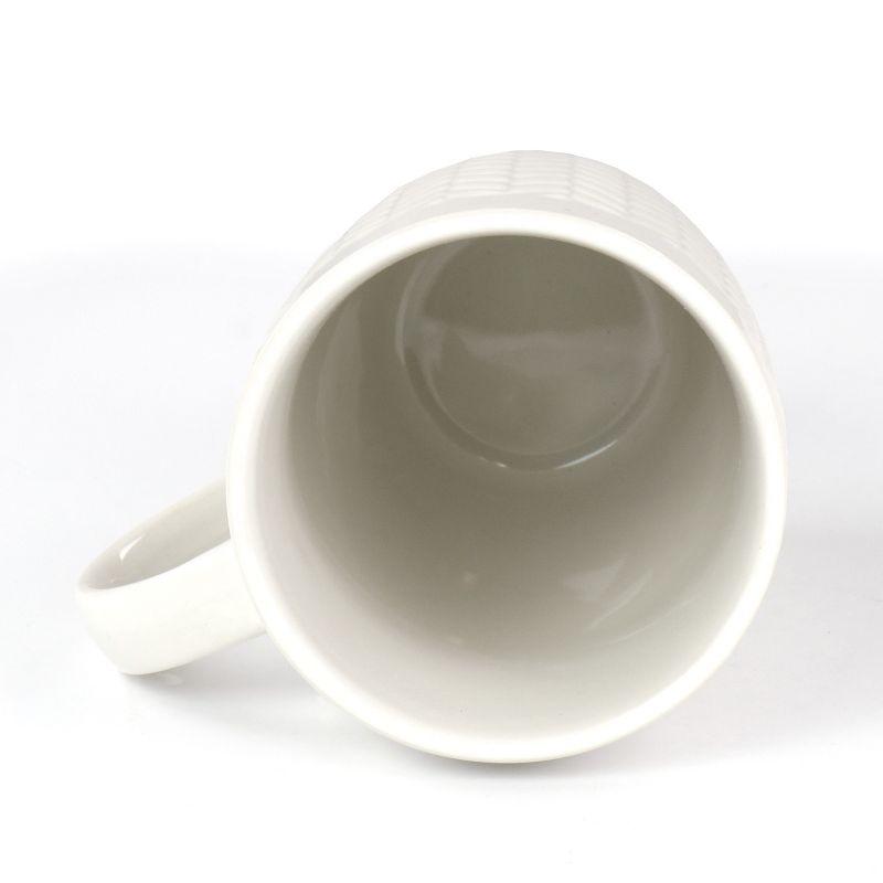 22 oz White and Gray Ceramic Stoneware Mug Set of 4