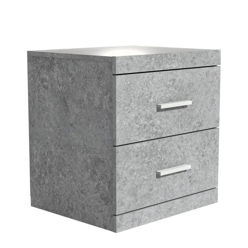 Galano Carmelo 2 Drawers Concrete Cool Grey Nightstand (20.3 in. H x 18.9 in. W x 16.3 in. D)