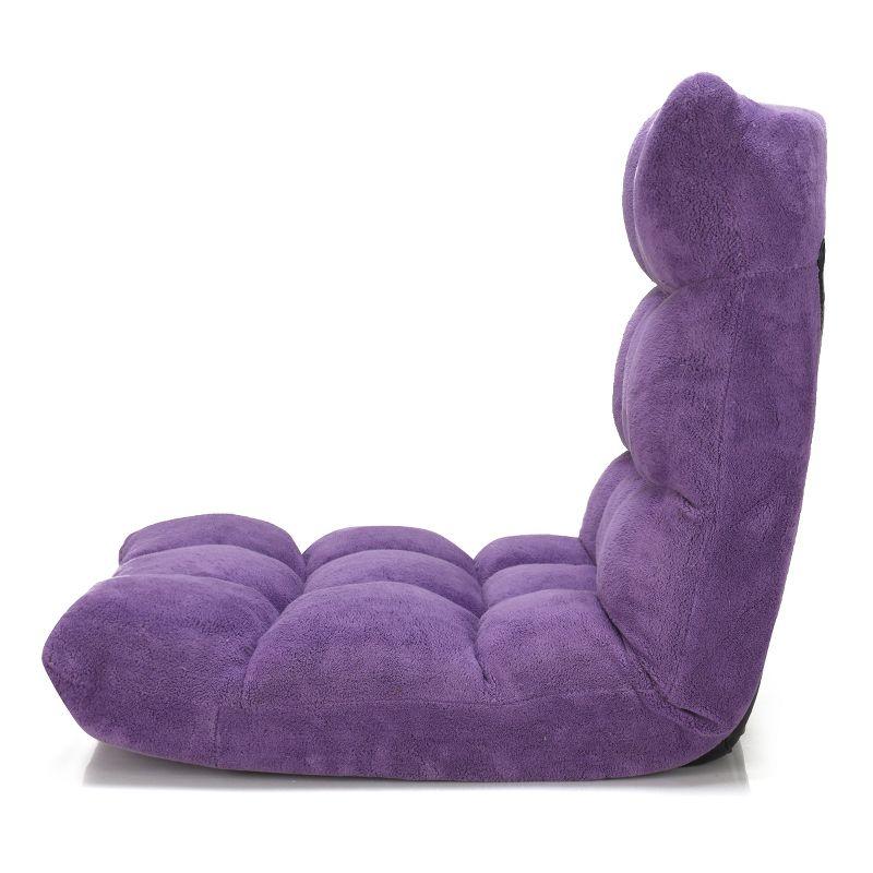 Tangkula Adjustable 14-Position Floor Chair ,Padded Gaming Chair Lazy Recliner Purple