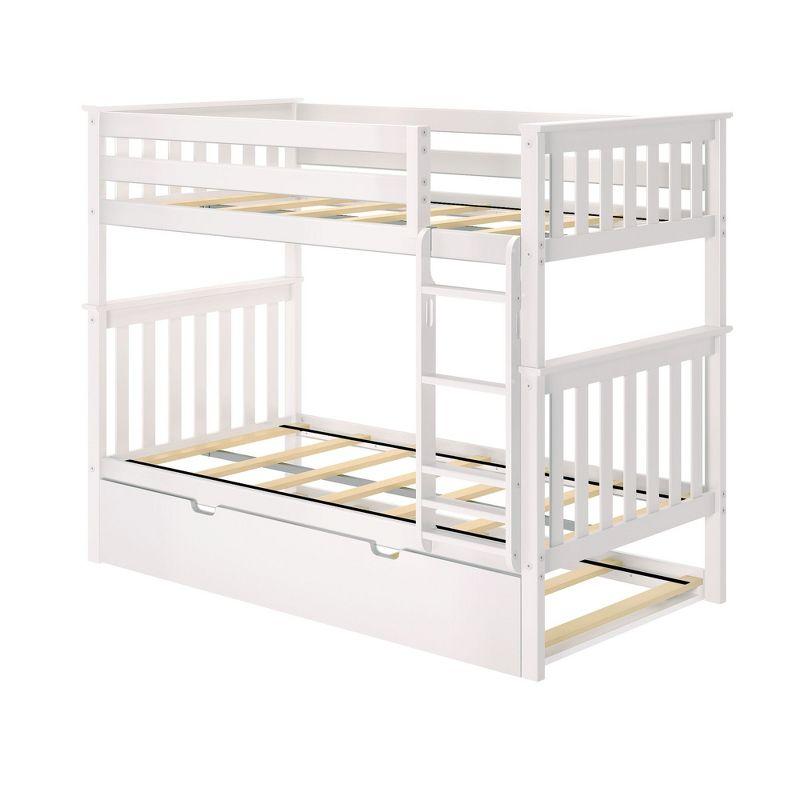 Plank+Beam Solid Wood Twin over Twin Bunk Bed with Storage Trundle for Adults/Kids, White