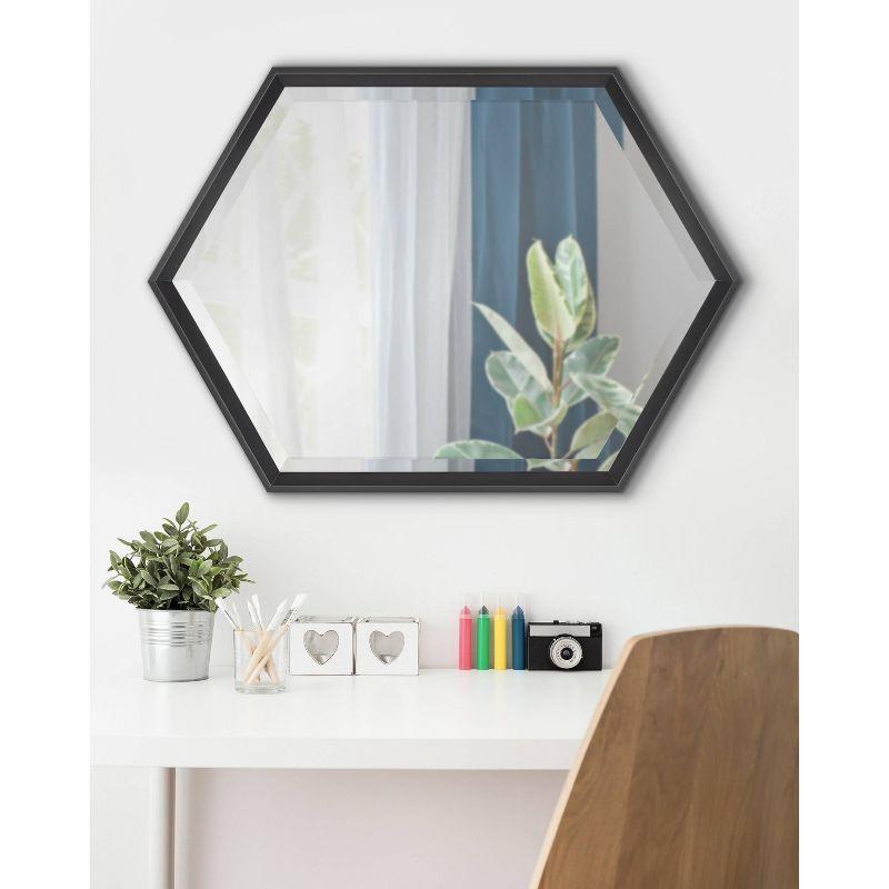 22" x 31" Calder Hexagon Wall Mirror Black - Kate & Laurel All Things Decor: Modern Beveled Edge, No Assembly Required, Wall Mount