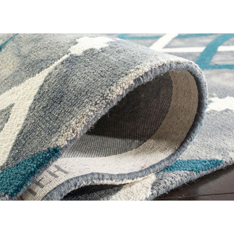 Gray and Blue Hand-Tufted Wool Runner Rug