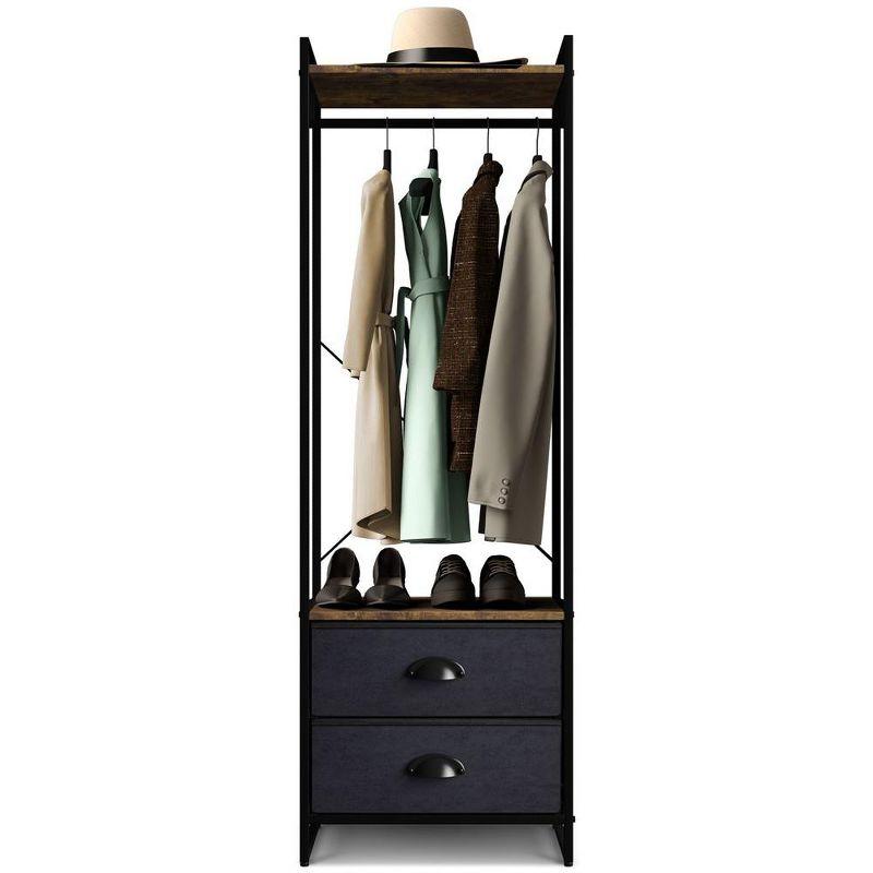 Sorbus Clothing Rack with Drawers and Wood Top