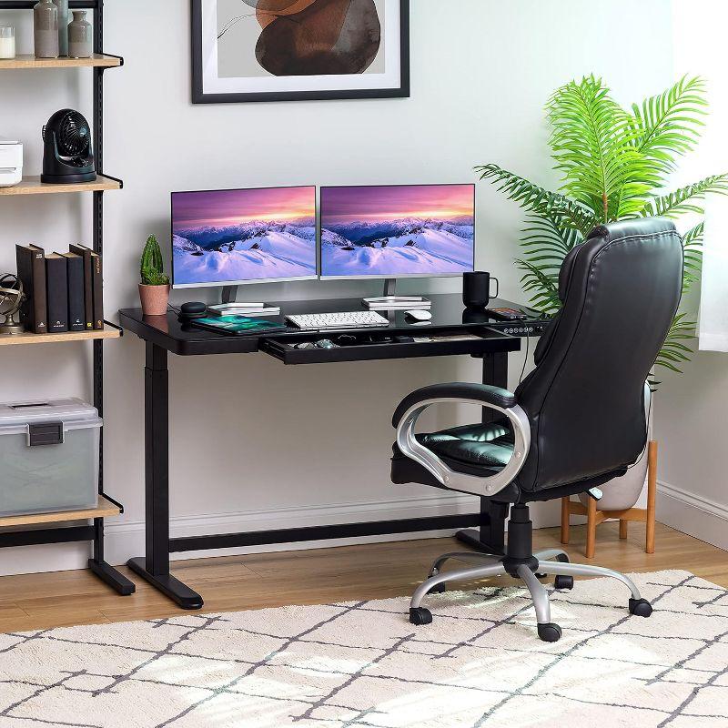 Adjustable Glass Top Metal Base Standing Desk