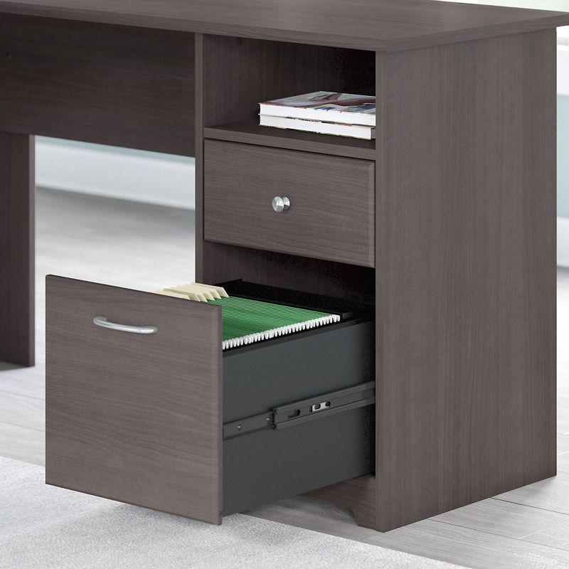 Cabot 60W L Shaped Computer Desk with Hutch Heather Gray - Bush Furniture: Executive Workstation, Storage Cabinet
