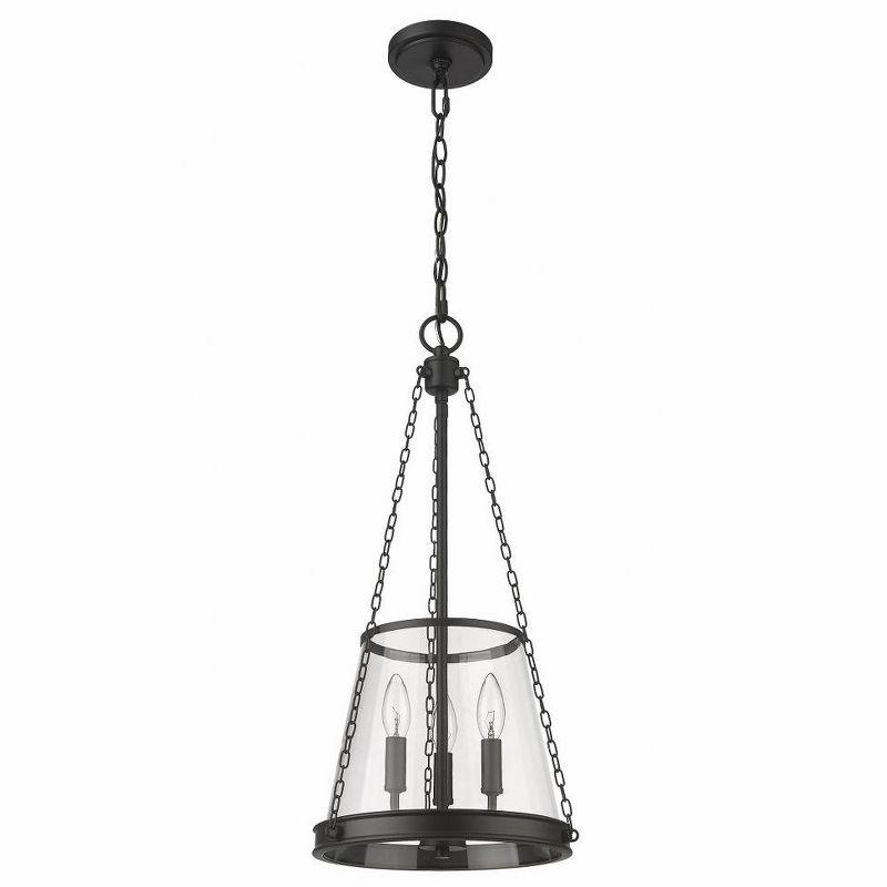 Prescott Matte Black Mini Drum Pendant with Nickel Accents