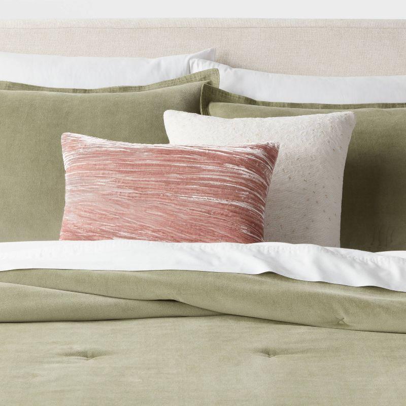 14"x20" Luxe Velvet Oblong Decorative Pillow Mauve - Threshold™: Indoor Polyester Fiber Filled, Knife Edge Design