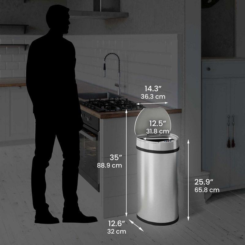 iTouchless Sensor Kitchen Trash Can with AbsorbX Odor Filter 13 Gallon Silver Stainless Steel