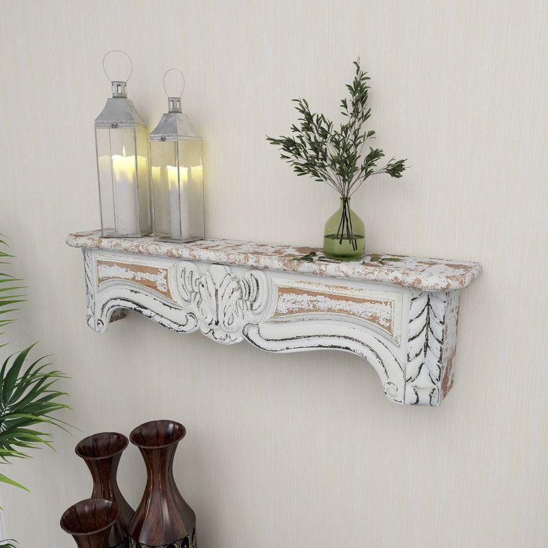 Goodland White Wood 1 Shelf Scroll Wall Shelf 36" x 6" x 9"