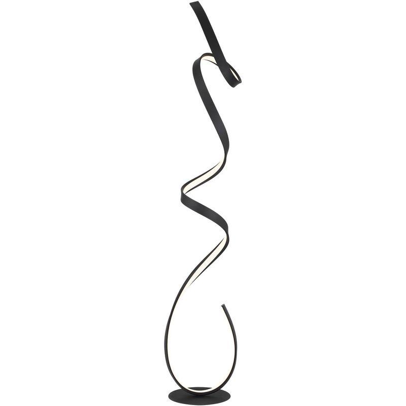 Possini Euro Design Avante Modern 56 1/2" Tall Standing Floor Lamp Ribbon LED Foot Switch Matte Black Finish Living Room Bedroom House Reading Office