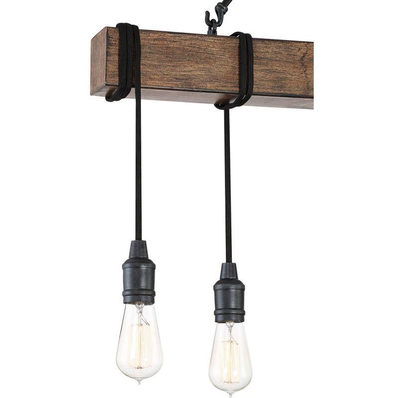 Possini Euro Design Tomas Black Wood Grain Island Pendant Chandelier 42 1/4" Wide Farmhouse Industrial Rustic 8-Light Fixture for Dining Room Kitchen