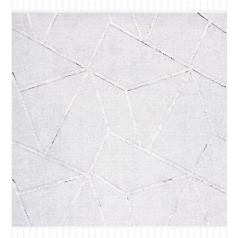 Nomadic Ivory & Grey Hand-Knotted Wool Square Rug