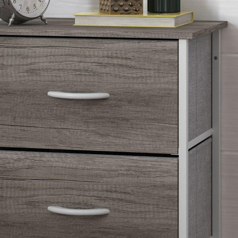 Flash Furniture 4 Drawer Wood Top Cast Iron Frame Vertical Storage Dresser with Easy Pull Fabric Drawers