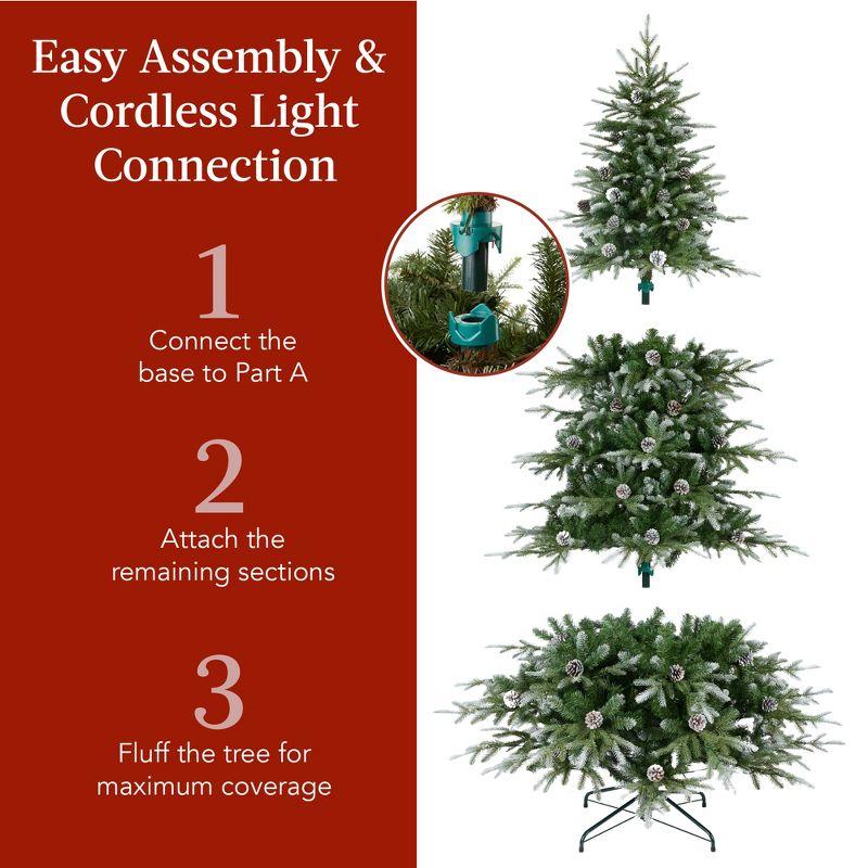 Best Choice Products 7.5ft Pre-Lit Flocked Aspen Noble Fir Christmas Tree w/ 2,136 Branch Tips, 400 LED Lights