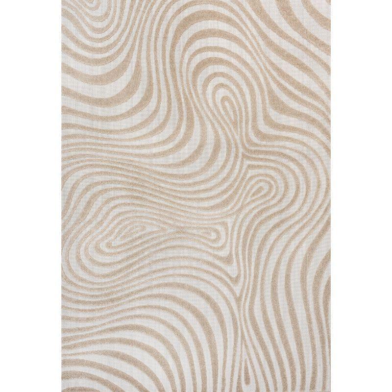 JONATHAN Y Maribo High-Low Abstract Groovy Striped Beige/Cream 5 ft. x 8 ft. Indoor/Outdoor Area Rug