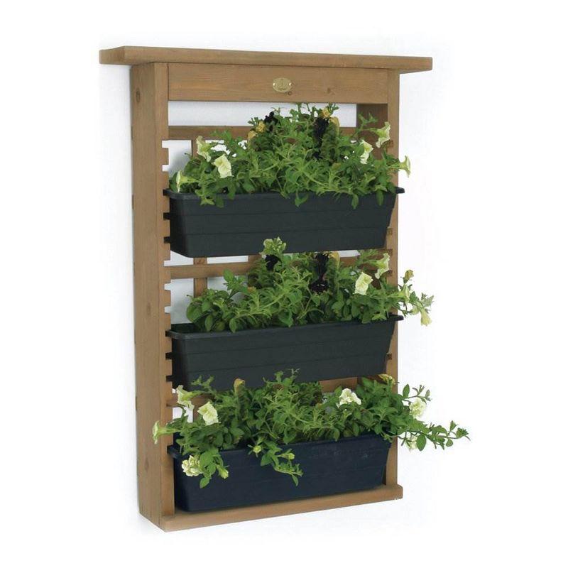 Gardenview Natural Wood Trellis with Black Planters