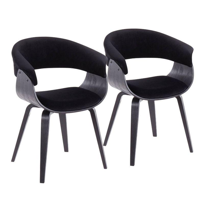 High Back Black Velvet and Wood Upholstered Chair