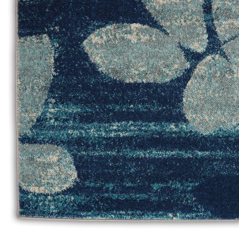 Serene Blossom Navy & Light Blue Viscose 6' x 9' Area Rug