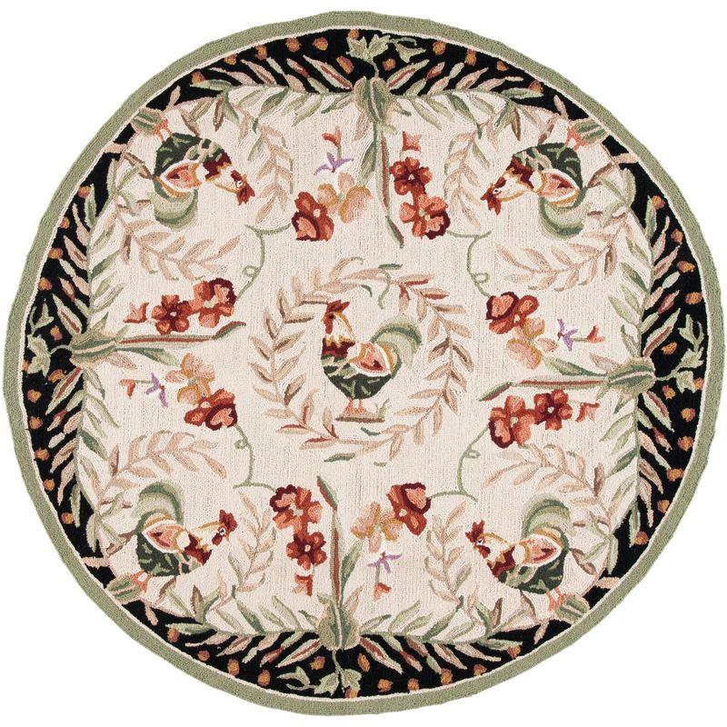 Chelsea HK92 Handmade Area Rug - 5'6" Round - Creme/Black - Safavieh