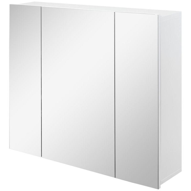 kleankin Medicine Cabinet, Bathroom Mirror with Storage Cabinet and Adjustable Shelves, Wall Mounted Bathroom Vanity Mirror, White