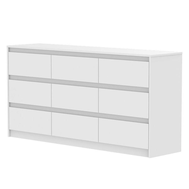 Homsee White Modern Dresser for Bedroom 9 Drawers Wood Chest of Drawers