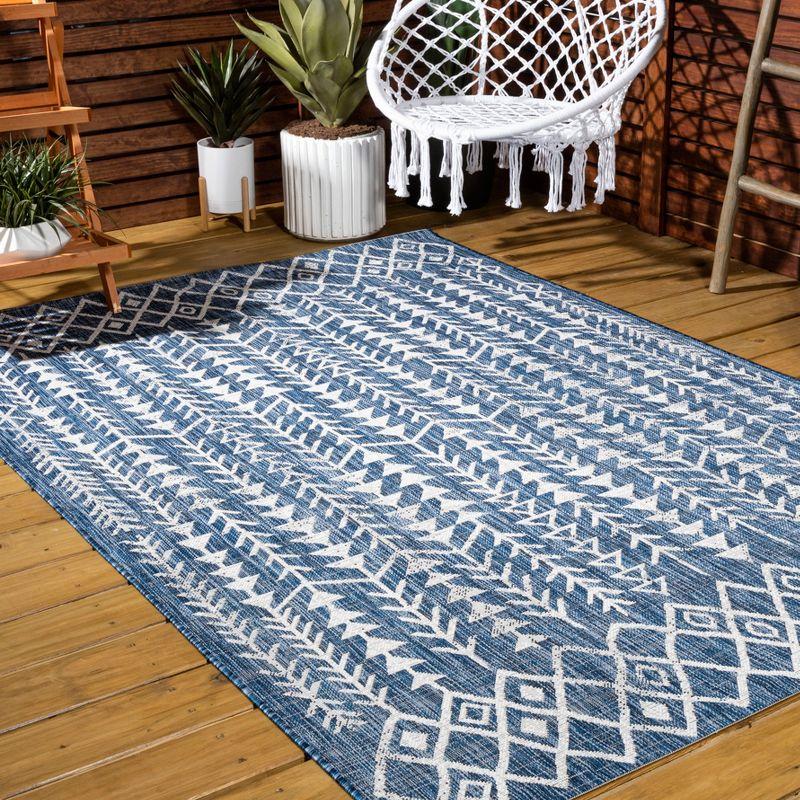 3'x5' Tokay Bohemian Geometric Indoor/Outdoor Area Rug, Blue/Ivory - JONATHAN Y