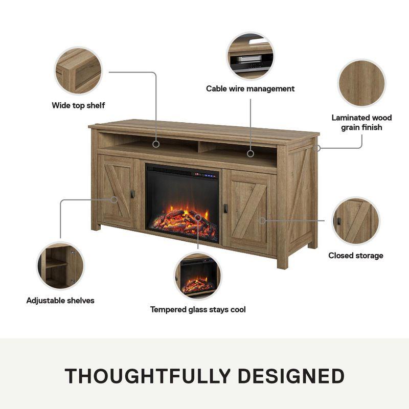 Ameriwood Home Farmington Electric Fireplace Space Heater TV Console for TVs up to 60", Natural