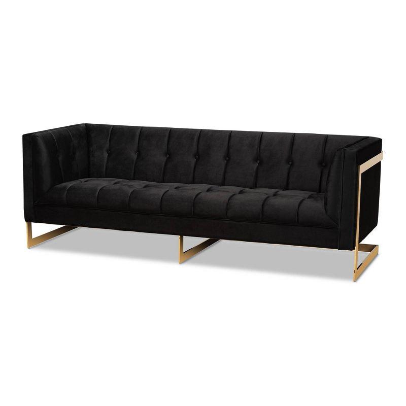 Ambra Velvet Upholstered Sofa: Gold-Tone Frame, No Assembly - Baxton Studio