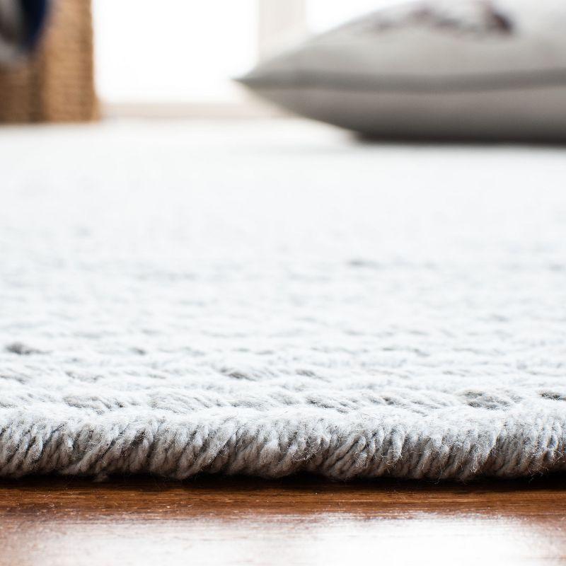 Light Blue Handmade Cotton Braided Reversible Square Rug